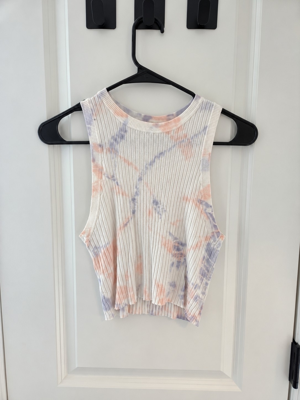 Garage Women’s Small Pastel Tie Dye Ribbed Crop Tank Top Pink Purple